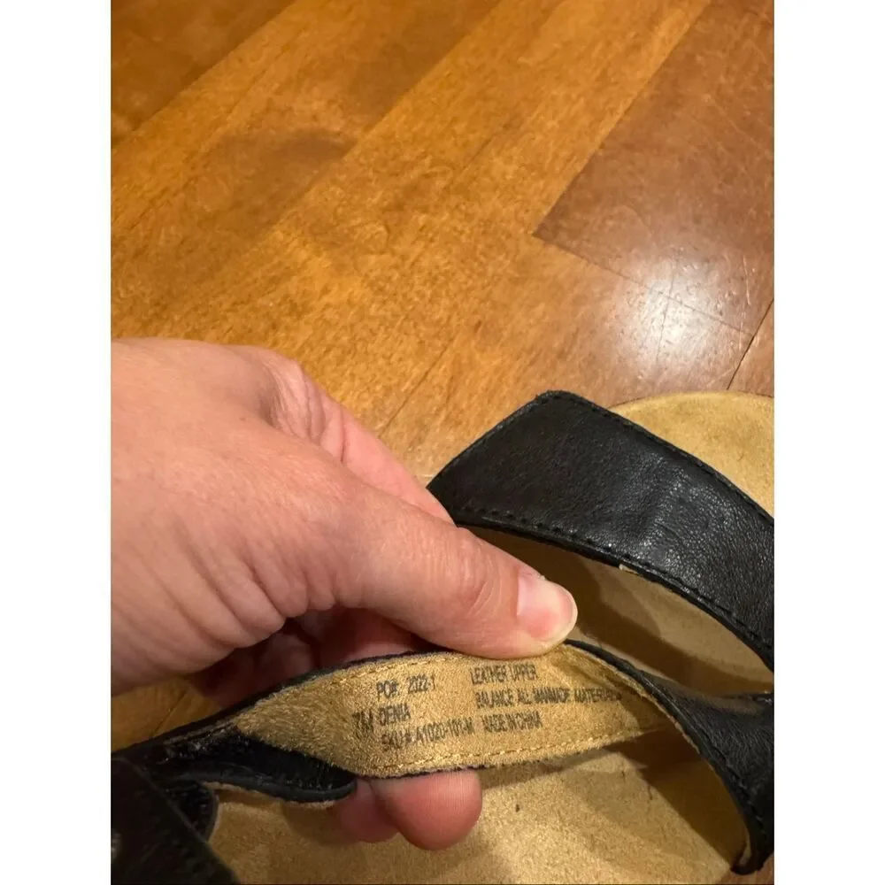 Hälsa Footwear Sandals Women’s 7.5 Black Leather Comfort Adjustable Strap